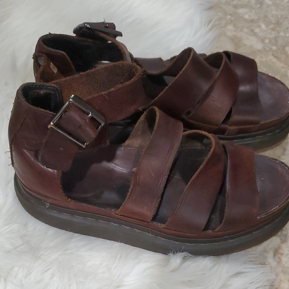 Dr. Martens Clarassa Dark Brown Leather Platform Sandals - Picture 13 of 16